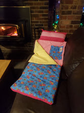 Load image into Gallery viewer, Happy Dragons! (Blue and Pink) Sleeping Bag